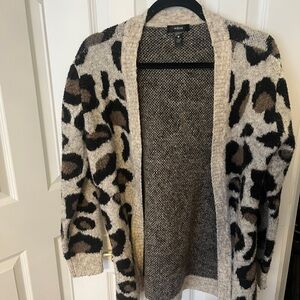 Aqua Animal Print Cardigan Sweater - Black and Brown